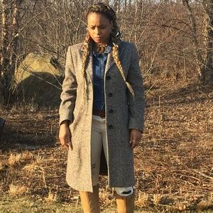 BROWN Size 12 Liz Claiborne Long Wool Coat